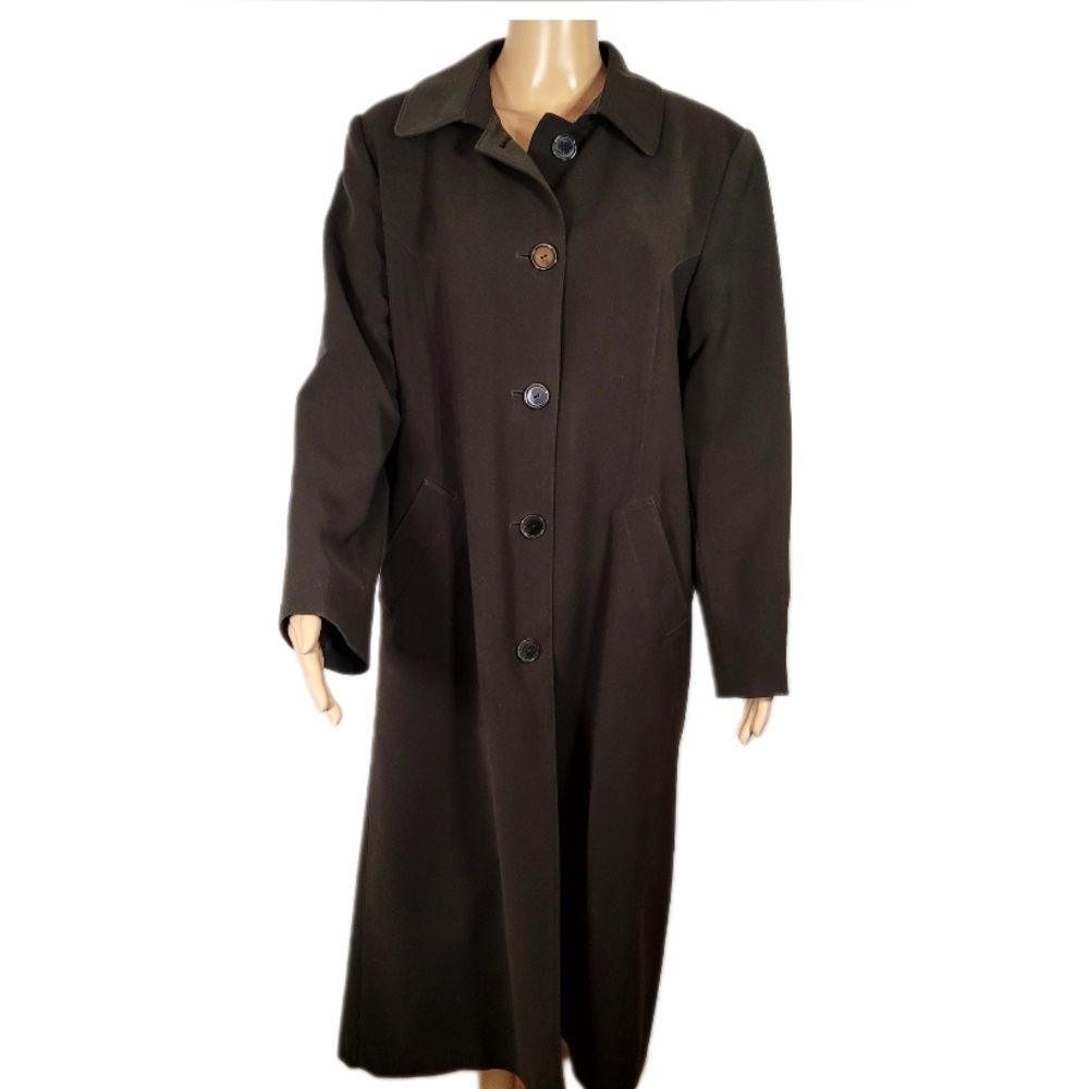 Vintage Manteaux Manteaux Womens Trench Coat - Olive, Size 12P,